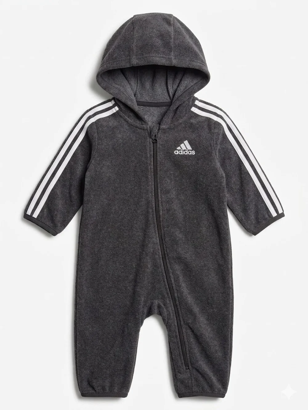 adidas Dark Gray Hooded Baby Infant One-Piece Zip Up Romper 3 Months Unisex